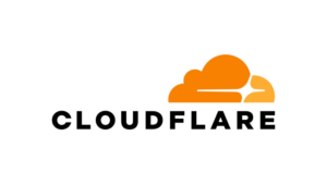 Cloudflare logo featuring an orange cloud and bold text