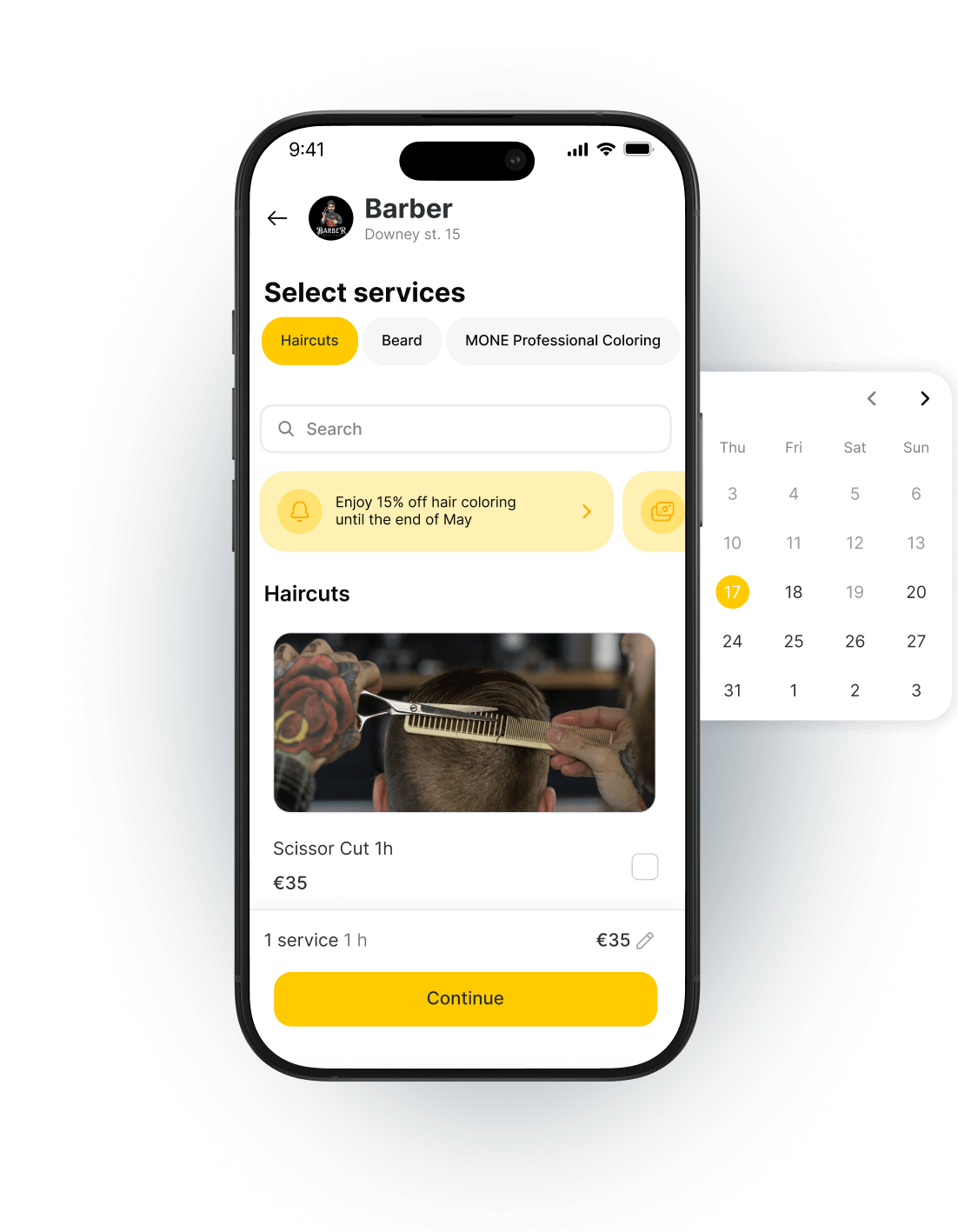 Client online booking page