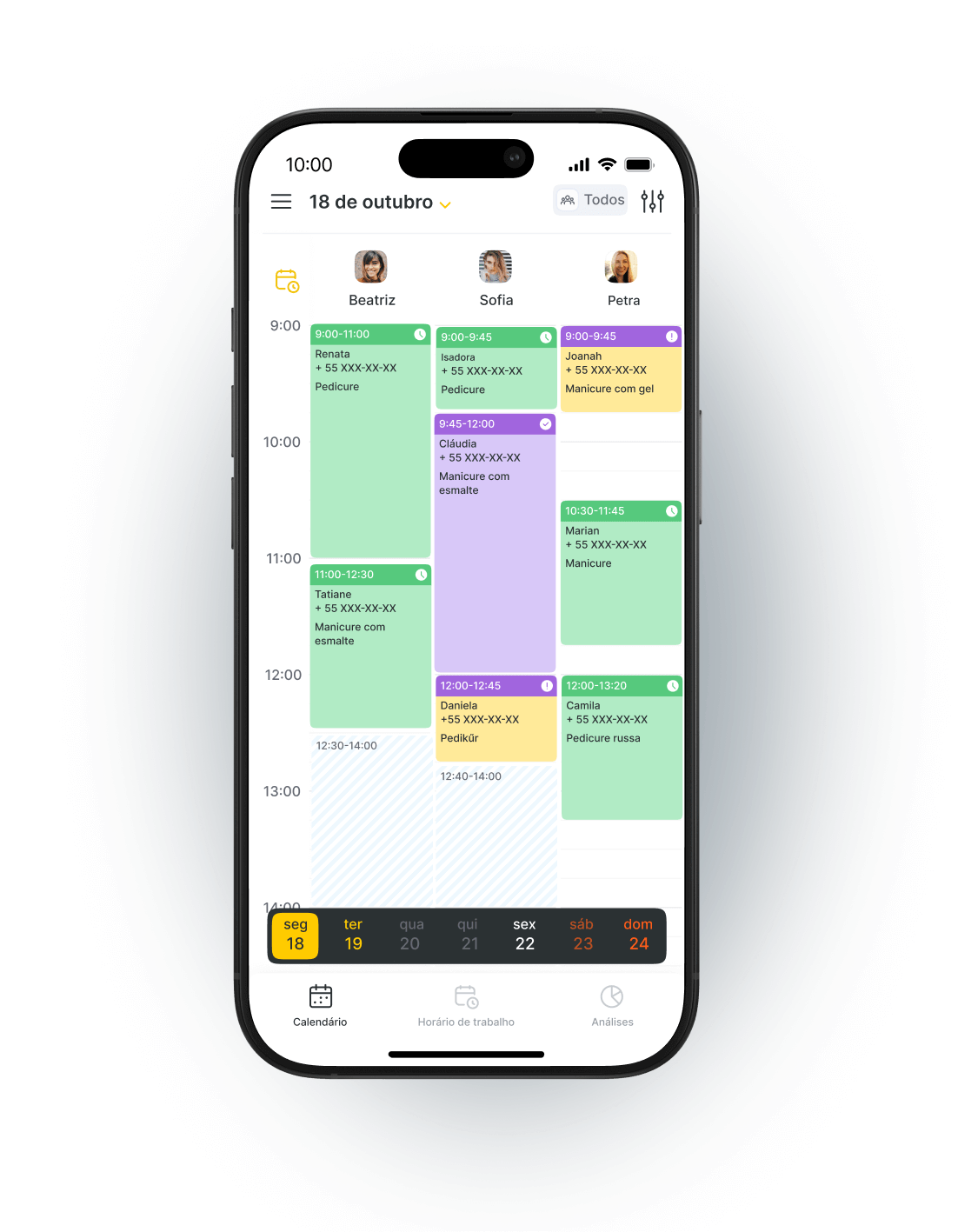 Agenda de agendamentos do salão