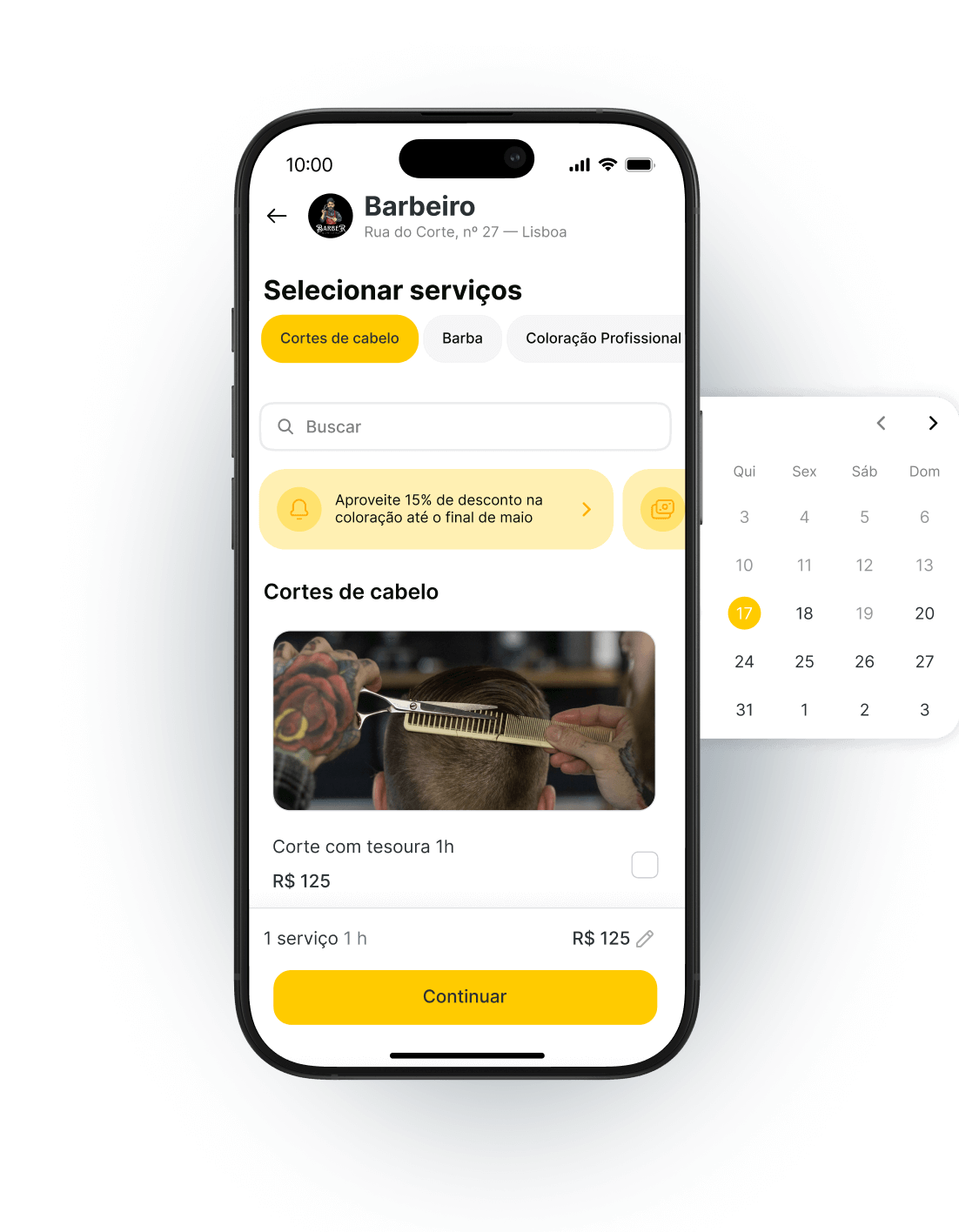 Appointment calendar for October 18 showing scheduled services and clients.