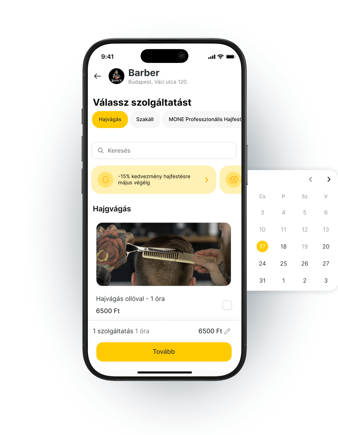 Client online booking page