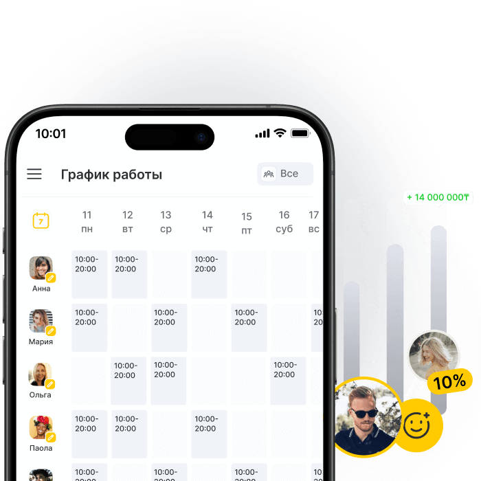 График работы сотрудников салона