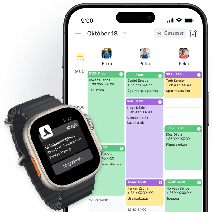 Smartwatch displaying a new appointment notification alongside a mobile calendar app.