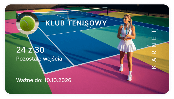 Tennis club membership card showing remaining uses and expiration date