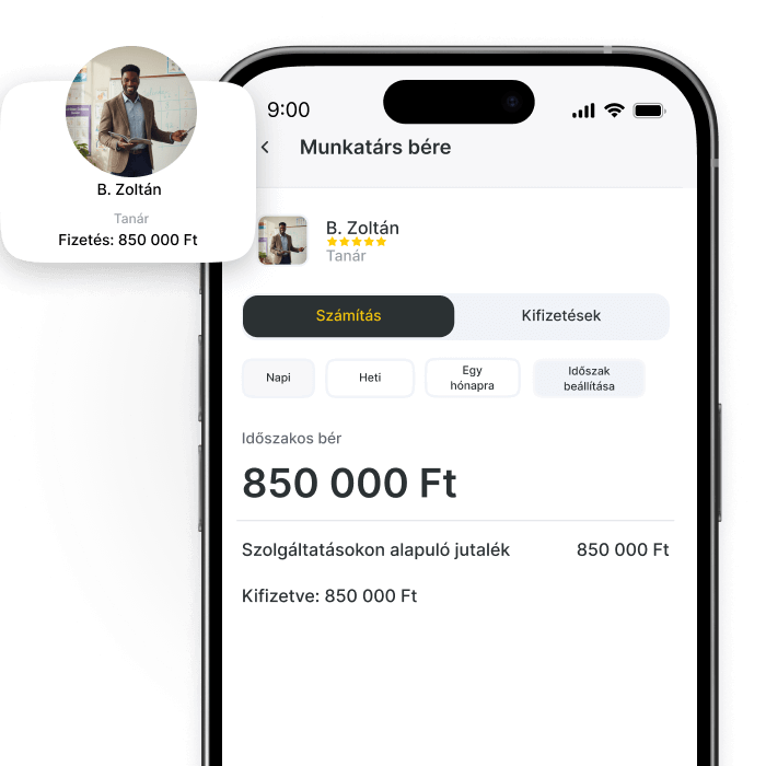 Mobile app interface displaying employee salary details for Kendry L.