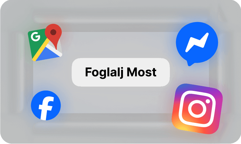 Graphic featuring social media icons and a 'Book Now' button.