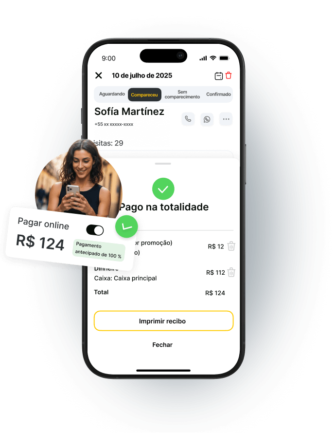 Mobile payment interface showing a completed transaction for Sofia Martinez.